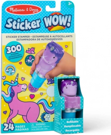 Sticker WOW! pečiatkovacia knižka s nálepkami – fialový jednorožec