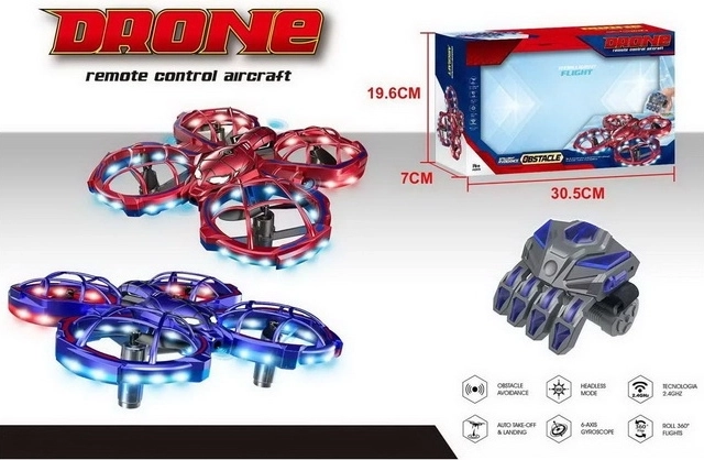 Mini R/C dron s dvoma kolesami a LED svetlom