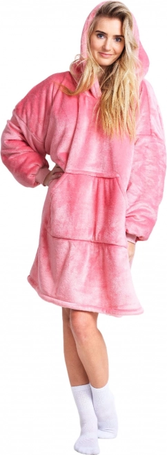Cozy Noxxiez ružová hrejivá televízna mikinová deka s kapucňou