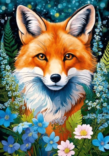 Puzzle Líška v kvetoch 1000 dielikov