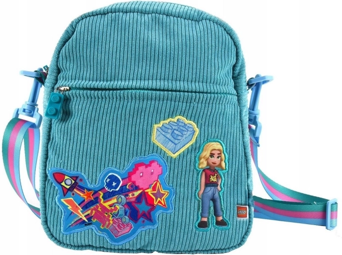 LEGO Friends tyrkysová taška cez rameno s nažehľovacími aplikáciami