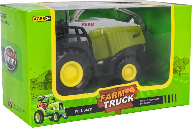 kovový kombajn – hračka s pohyblivými prvkami