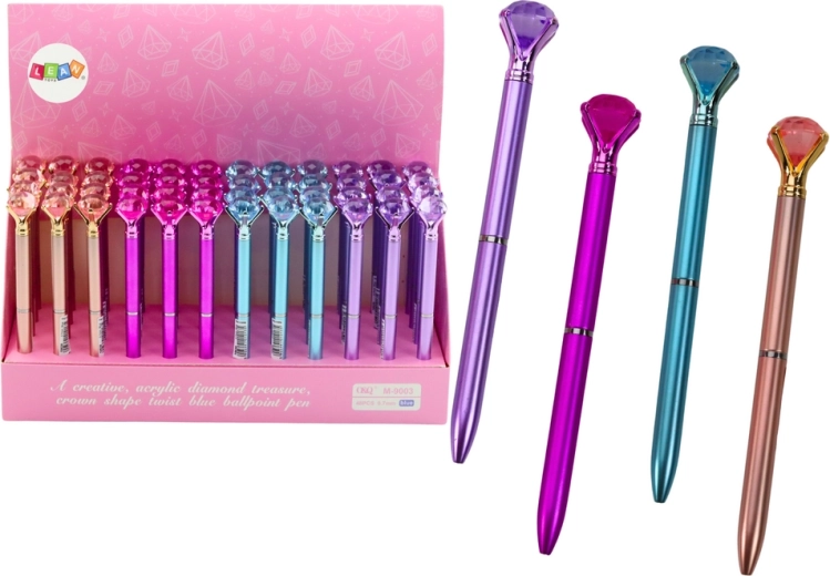 Guľôčkové pero s diamantom, matné, modrý atrament 0,7 mm