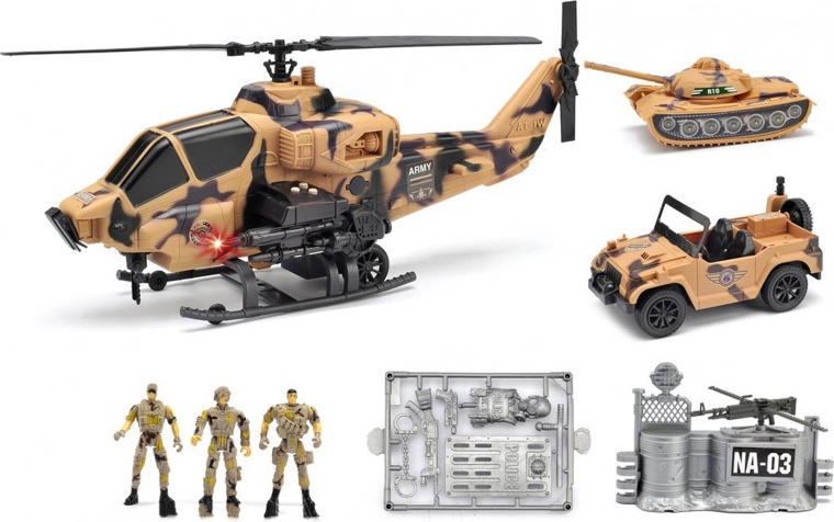 Vojenská sada s helikoptérou so svetlom a zvukom