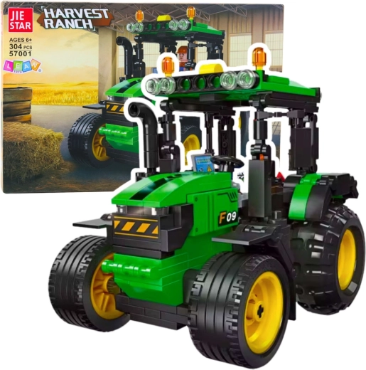 Stavebnica traktor – zeleno‑čierny model, 304 dielikov
