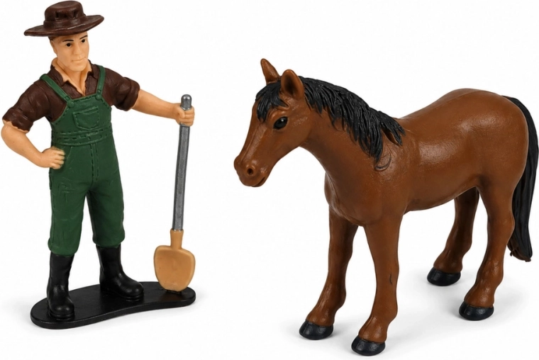 Figúrka farmára a kôň v balení