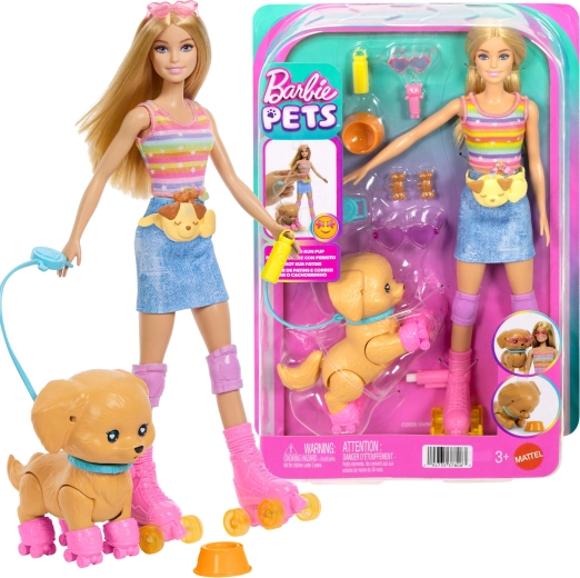Mattel Barbie Pets sada so psíkom na kolieskových korčuliach a doplnkami