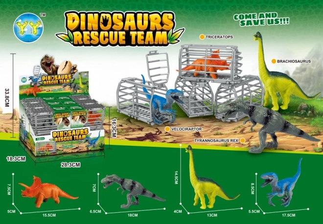 Dinosaurus figúrka 16 cm s klietkou a doplnkami