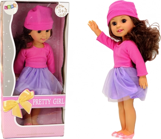 Módna bábika s hnedými vlasmi 35 cm