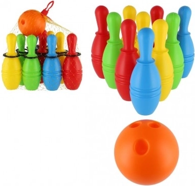 Plastové bowlingové kolky 21 cm – sada 10 ks v sieťke
