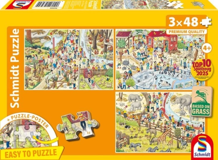 Puzzle Zábava v zoo 3×48 dielikov SCHMIDT