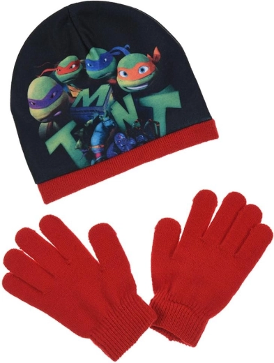 Červená čiapka a rukavice Ninja korytnačiek