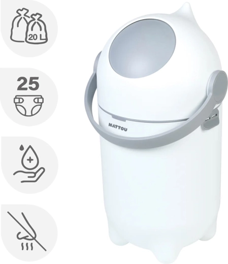 Nattou kôš na plienky Dropy biely 20 l