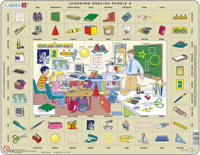 Larsen puzzle Angličtina pre deti: V škole, 70 dielikov