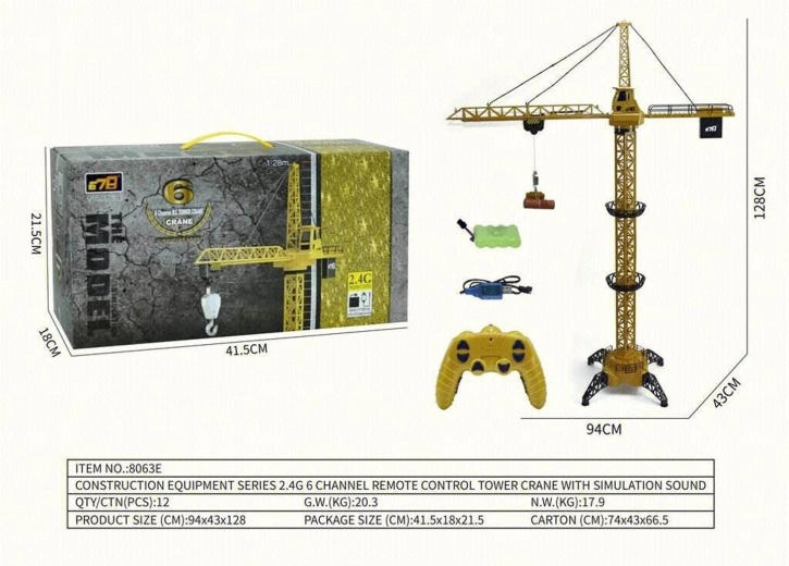 Detský diaľkovo ovládaný žeriav 128 cm