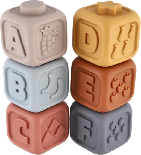Mäkké kocky s písmenami, číslami a reliéfmi