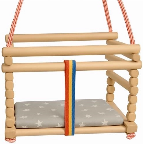 Detská buková hojdačka BABY MIX prírodná s poduškou