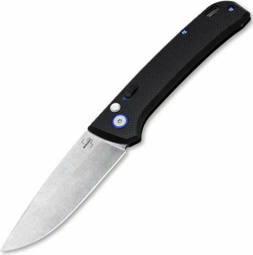 Böker Plus FRND Silver automatický vreckový nôž 8,5 cm, stonewash, čierny, Grivory