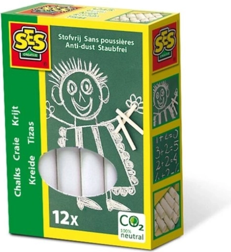 SES bezprašná biela krieda 12 ks