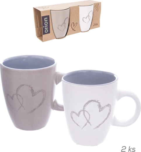 Sada 2 keramických hrnčekov Double Love srdce 140 ml