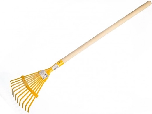 Detské planžetové hrable s drevenou násadou 80 cm – žlté