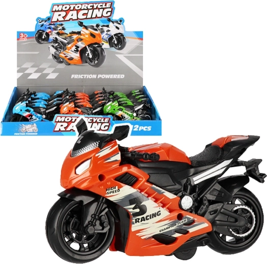 Farebná závodná motorka – hračka pre deti 14 cm