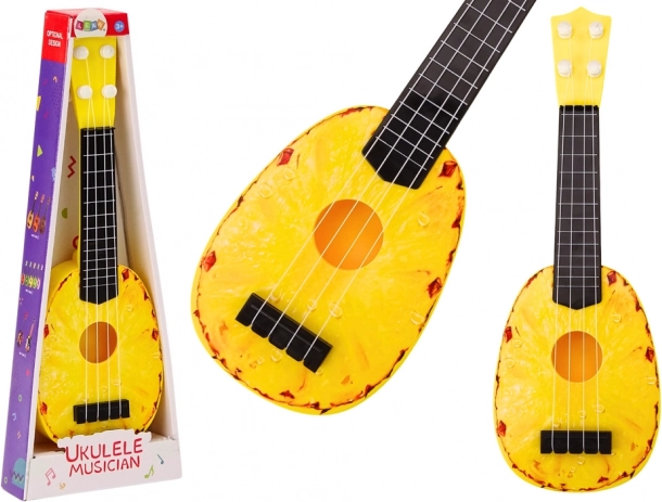 Ukulele pre deti s motívom ananásu, žlté