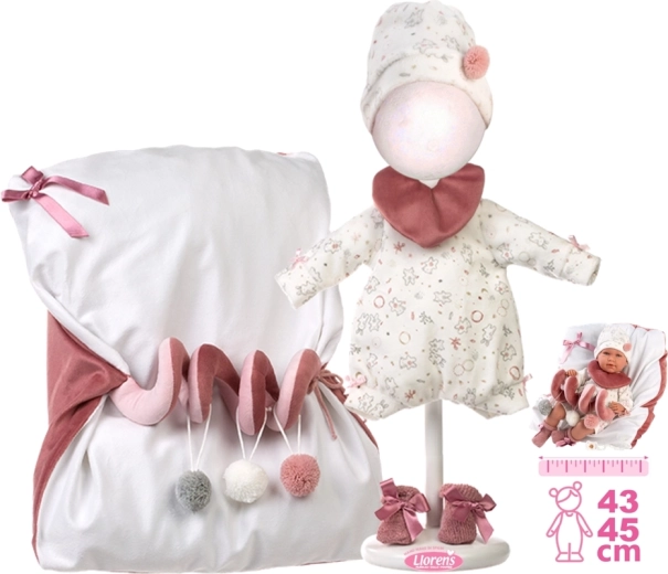 Oblečenie a podložka so špirálovou hračkou pre bábiku NEW BORN 40–42 cm