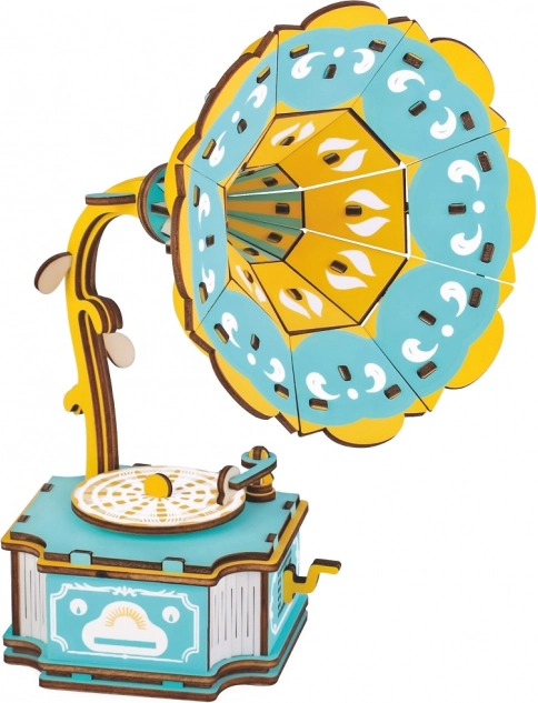 woodcraft drevené 3D puzzle gramofón