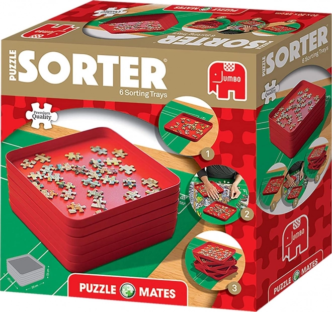 Súprava triedičov na puzzle – 6 misiek, červené, 20 × 20 cm JUMBO PUZZLE MATES