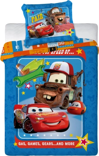 Bavlnené obliečky do postieľky Cars Blesk McQueen a Burák modré