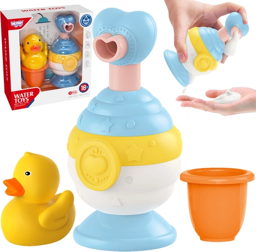 Kúpacia súprava s kačičkou, pohárikom a dávkovačom mydla WOOPIE Baby