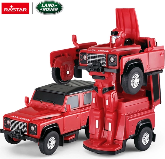 Kovové auto a robot 2v1 Land Rover Defender RASTAR 1:32 červené