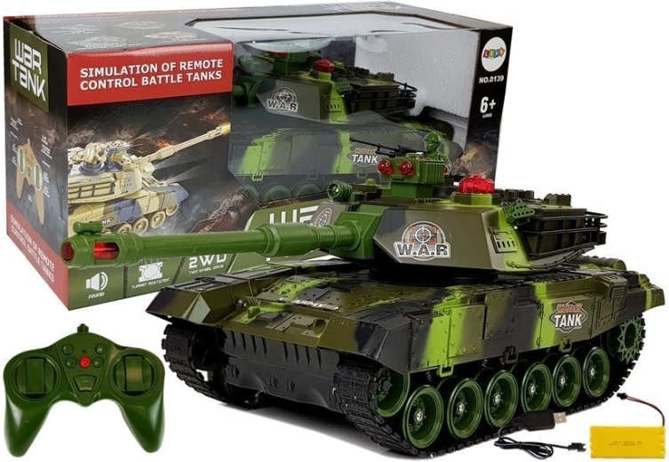 veľký rc tank 2,4 ghz so svetlami a zvukmi, zelený