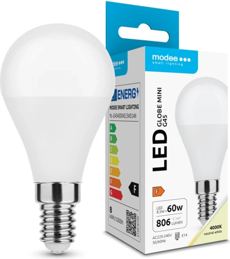 Modee LED žiarovka Globe Mini G45 8,5 W E14 806 lm neutrálna biela