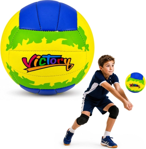 Tréningová volejbalová lopta Victory žlto-modrá veľkosť 5 (22 cm)