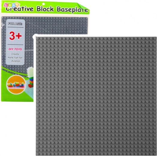 Konštrukčná doska pre stavebné kocky sivá 25,5x25,5 cm