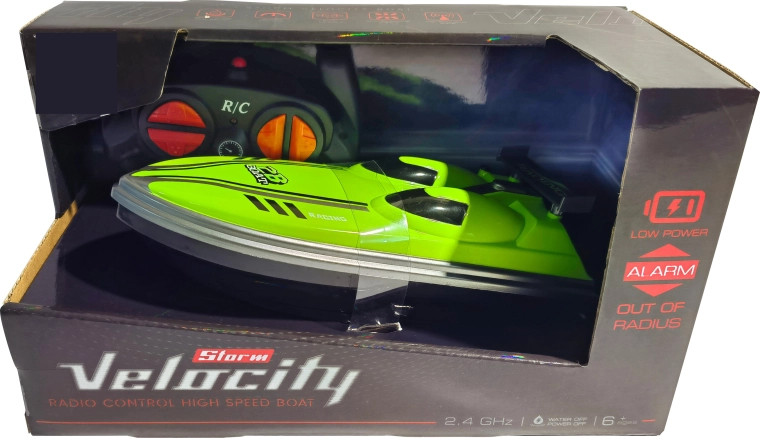 R/C rýchlostný čln Velocity Storm 1:16 2,4 GHz limetkovo zelený