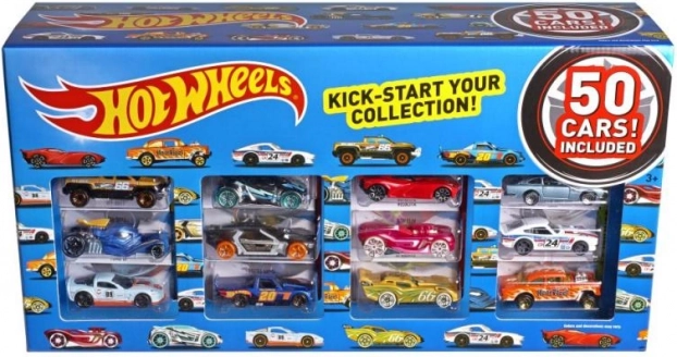 sada autíčok Hot Wheels 50 ks
