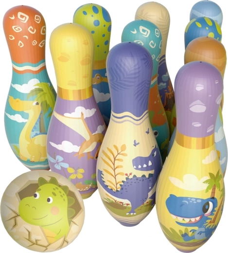 Mäkké bowlingové kolky s dinosaurami WOOPIE – sada 12 ks
