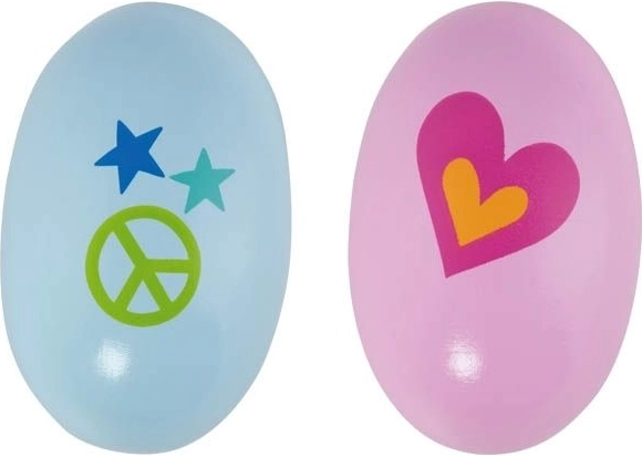 Drevené maracas v tvare vajíčka – retro štýl 60. rokov