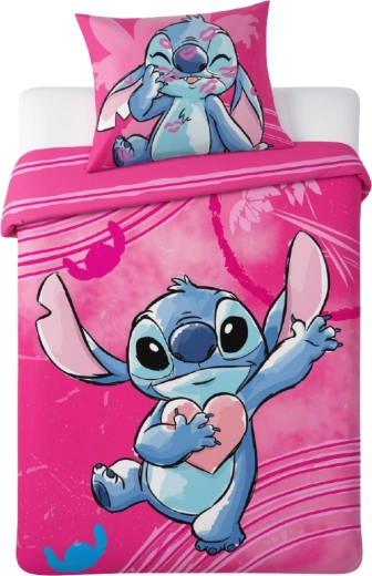 Bavlnené obliečky do postieľky Disney Stitch ružové 100 × 135 cm