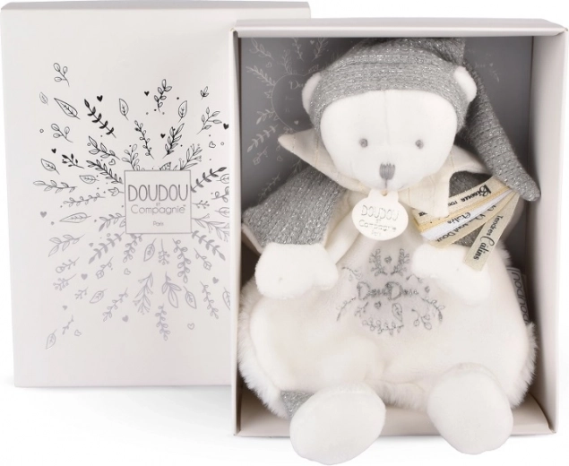 Doudou Darčeková sada - Plyšový medvedík s čiapkou 25 cm