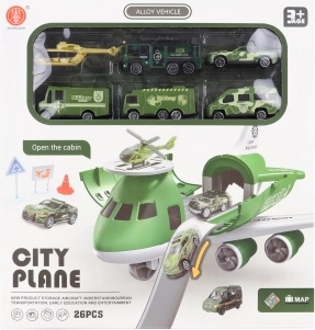 Lietadlo s rozkladacou garážou a vojenskými autíčkami