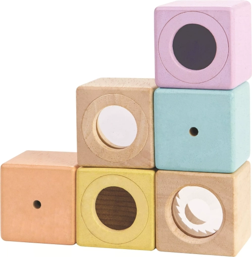 Zmyslové kocky PlanToys (6 ks)