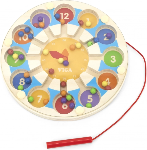 Drevená magnetická hra Hodiny labyrint Viga