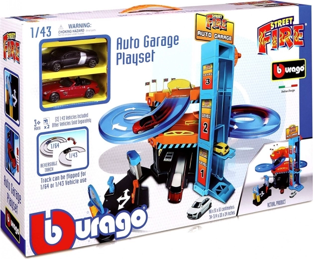 Bburago zjazdová auto garáž so zjazdom a výťahom 1:43