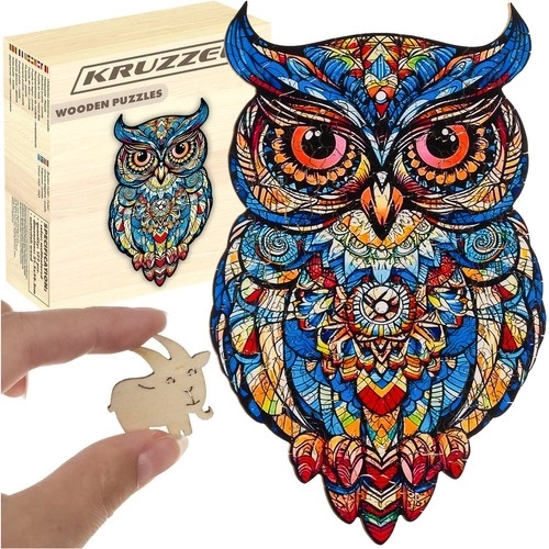 Drevené puzzle s motívom sovy KRUZZEL
