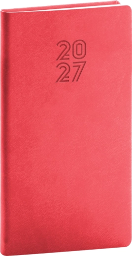 Vreckový diár Notique Aprint 2027 červený 9 × 15,5 cm