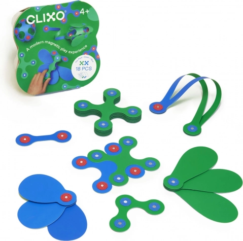Clixo itzy zeleno-modrá magnetická stavebnica 18 ks